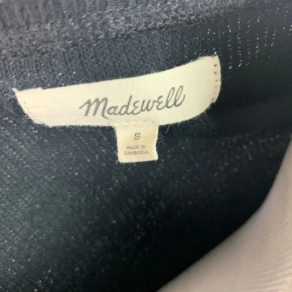 MADEWELL Women's Size Small Black Crew Neck Ribbed Shirt - Picture 5 of 7